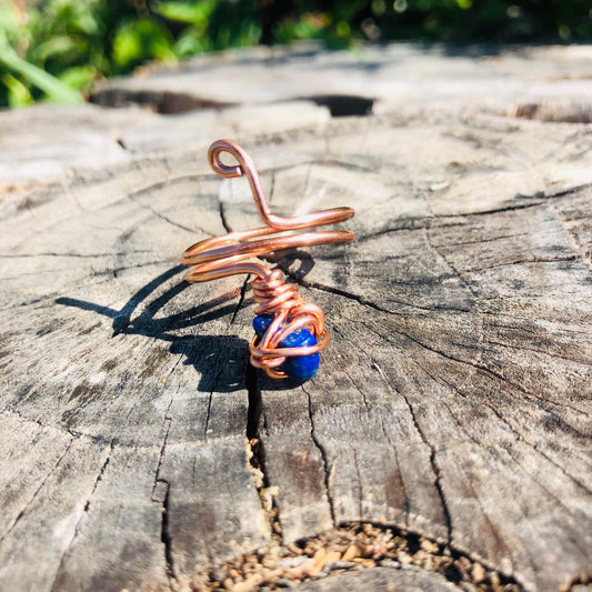 Lapis Lazuli & Copper Coil Ring - by alignedwire